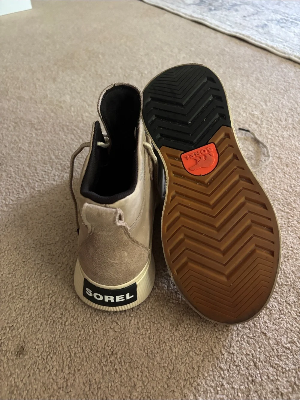 Sorel Kids Tan and Black Waterproof Lace-Up Boots